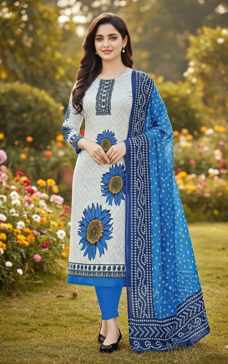 ১০০% সুতি জয়পুরি থ্রি পিচ