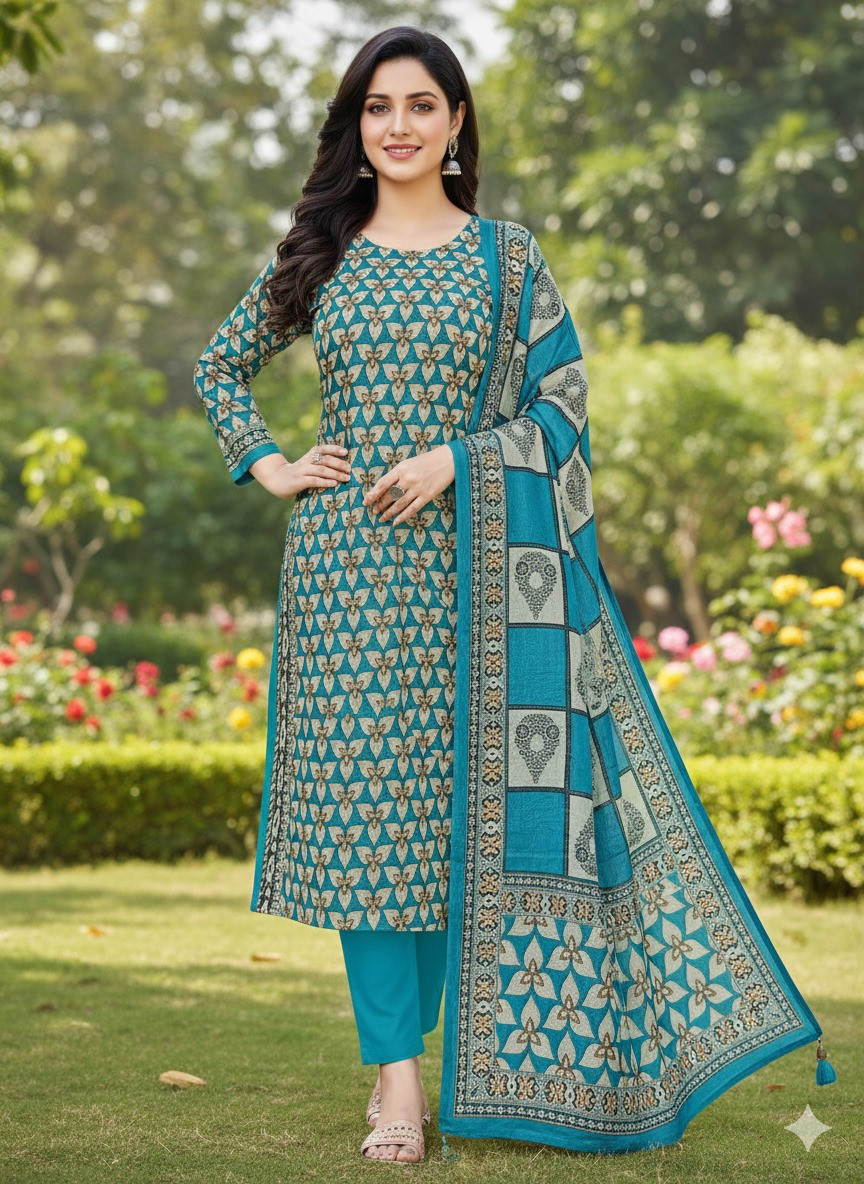 ১০০% সুতি জয়পুরি থ্রি পিচ