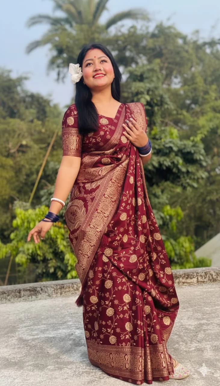 Japani Silk Skin Print Sharee with Blouse Piece-27348