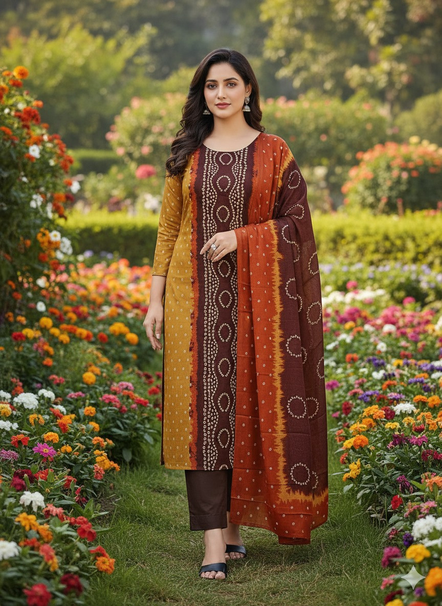 ১০০% সুতি জয়পুরি থ্রি পিচ