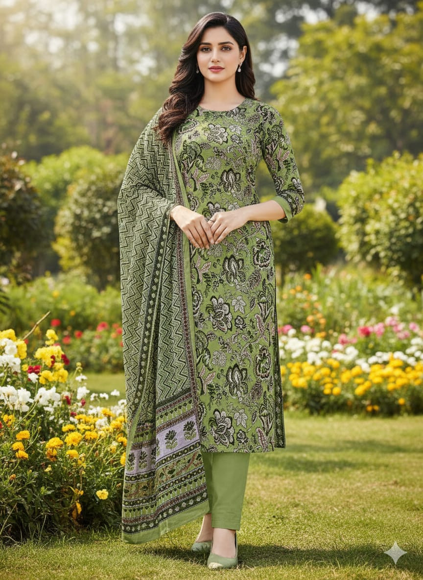 ১০০% সুতি জয়পুরি থ্রি পিচ