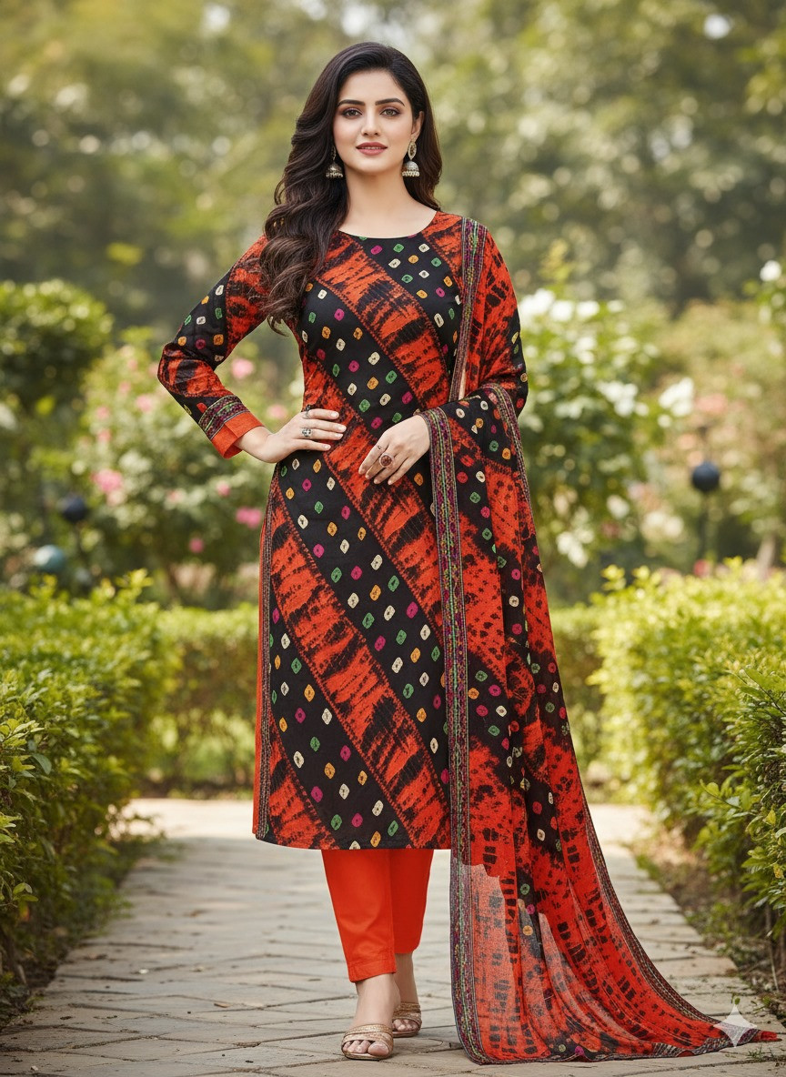 ১০০% সুতি জয়পুরি থ্রি পিচ