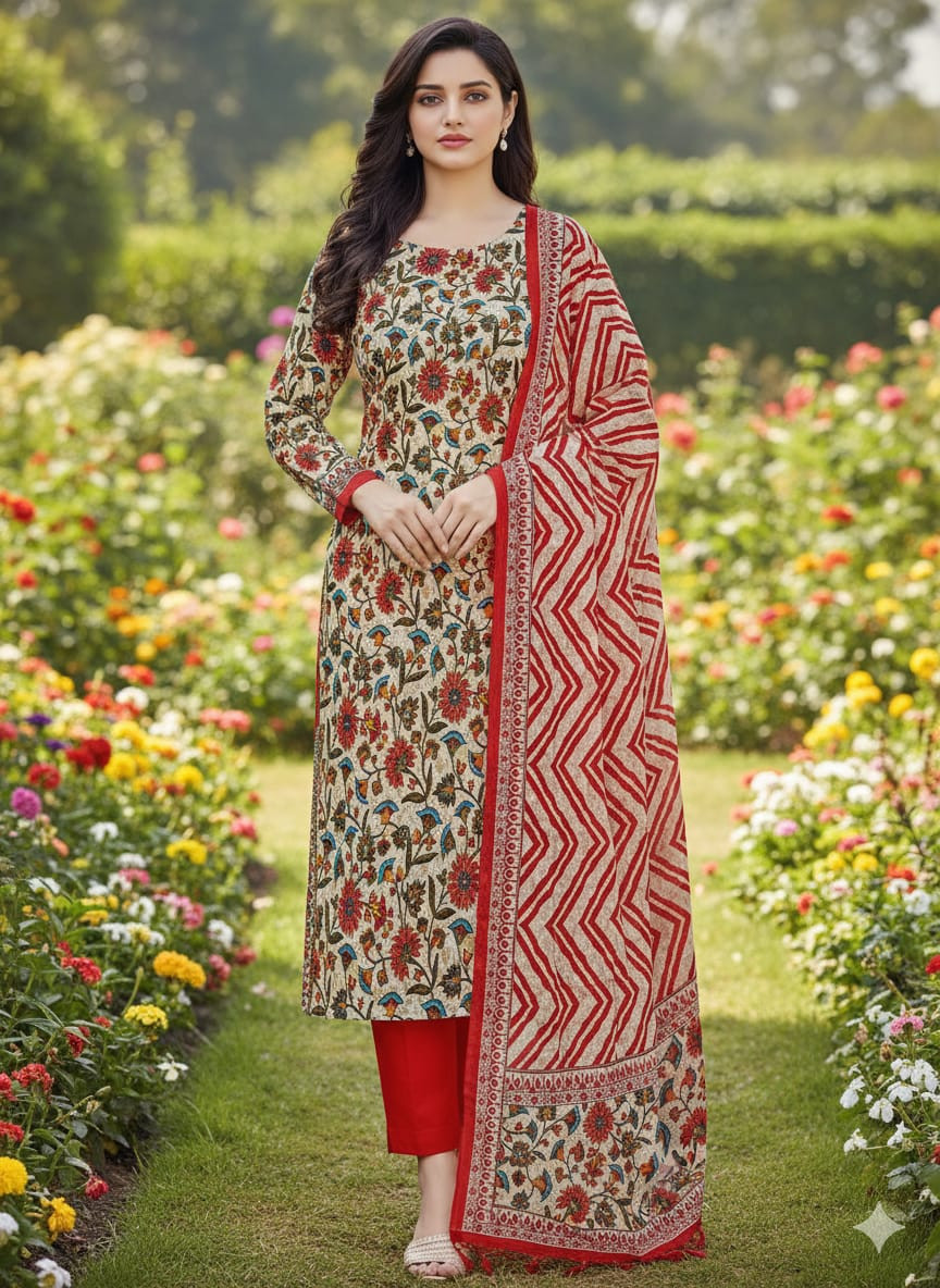 ১০০% সুতি জয়পুরি থ্রি পিচ