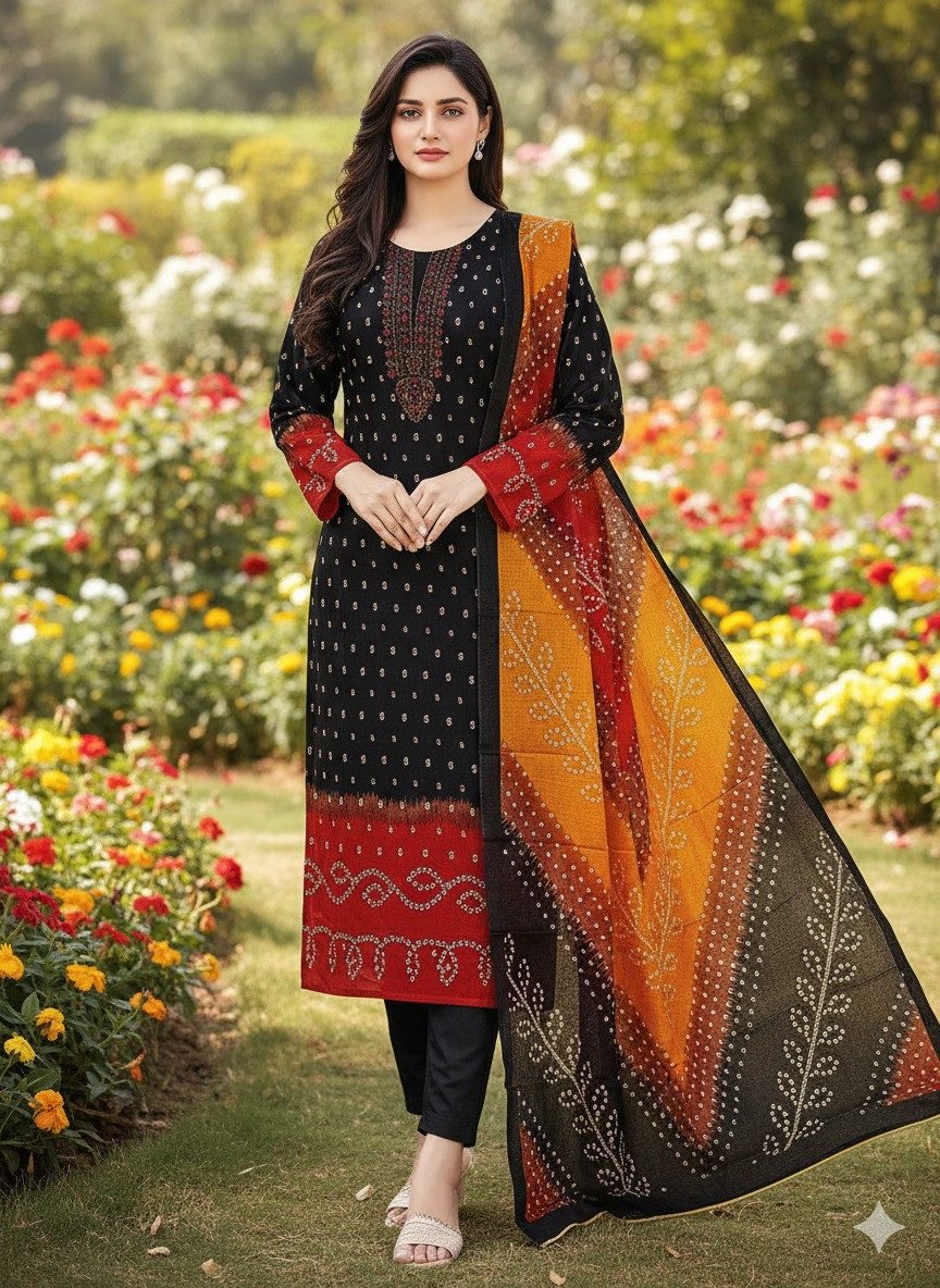 ১০০% সুতি জয়পুরি থ্রি পিচ