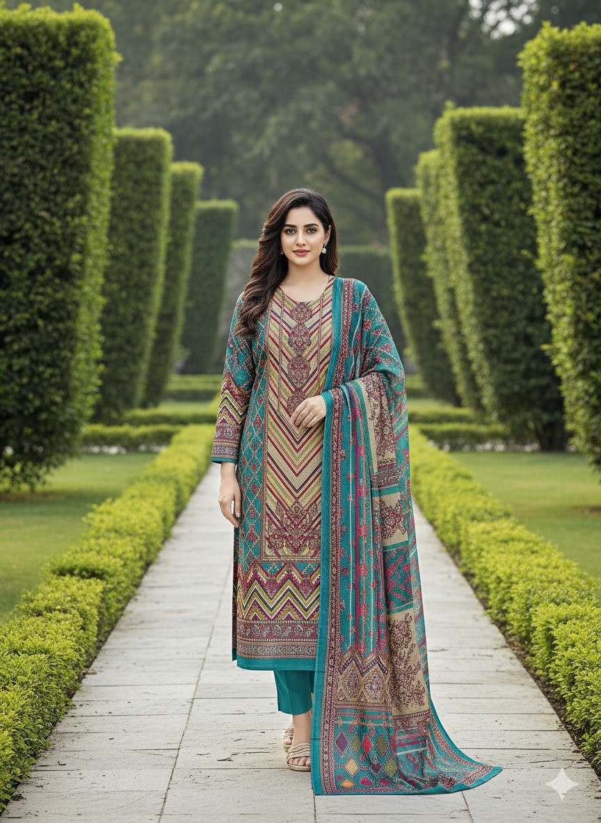 ১০০% সুতি জয়পুরি থ্রি পিচ