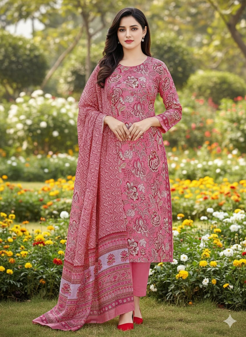 ১০০% সুতি জয়পুরি থ্রি পিচ