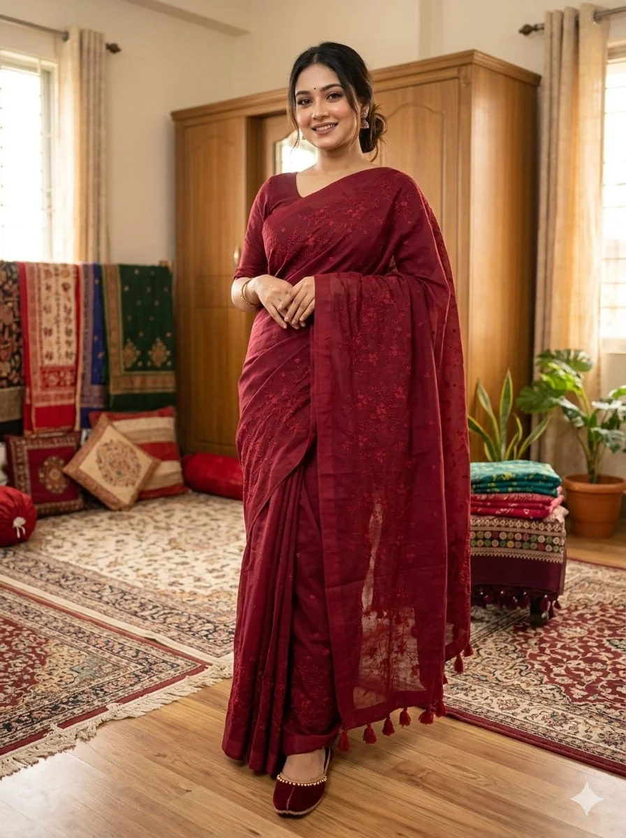 Embroidery Premium Half Silk Sharee-27974