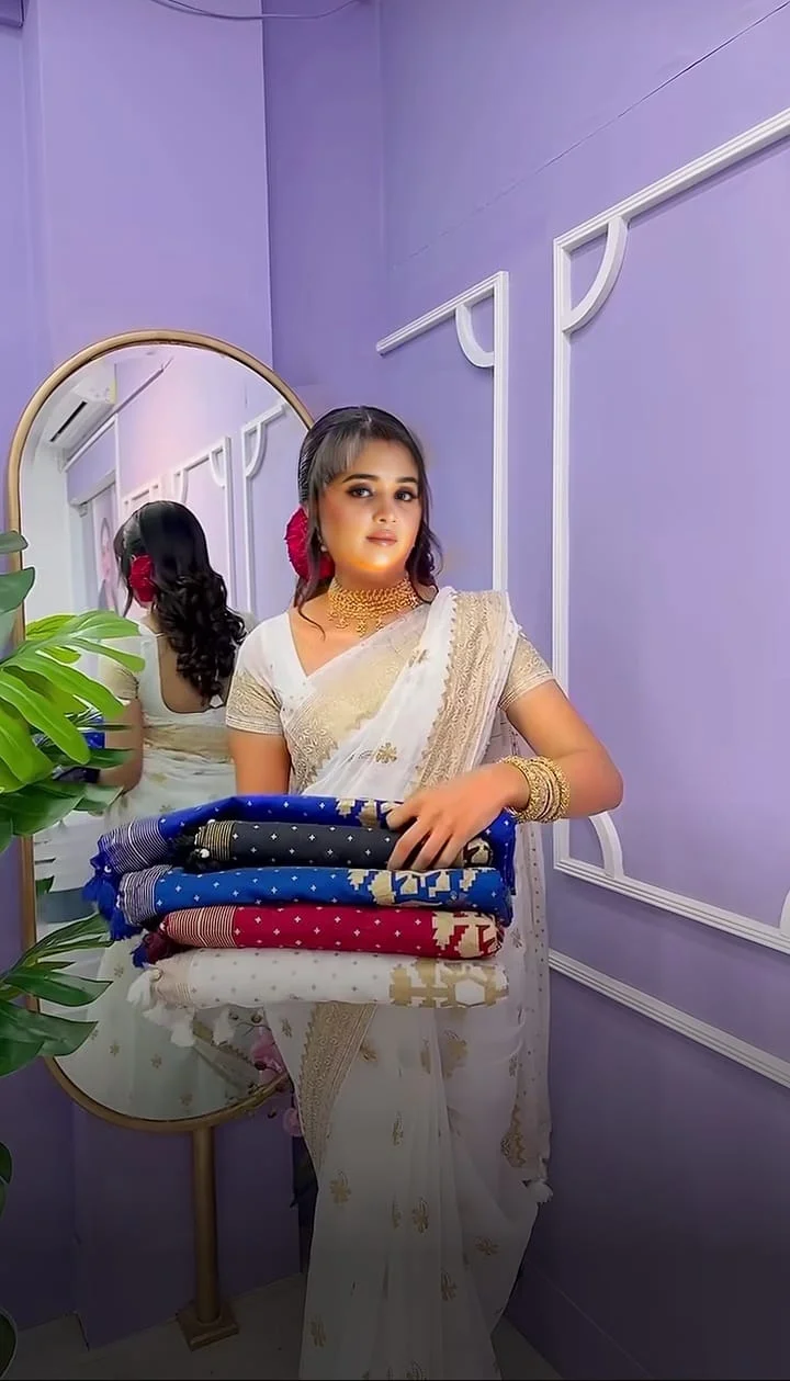 Semi Moslin Sharee with Blouse Piece- 23331