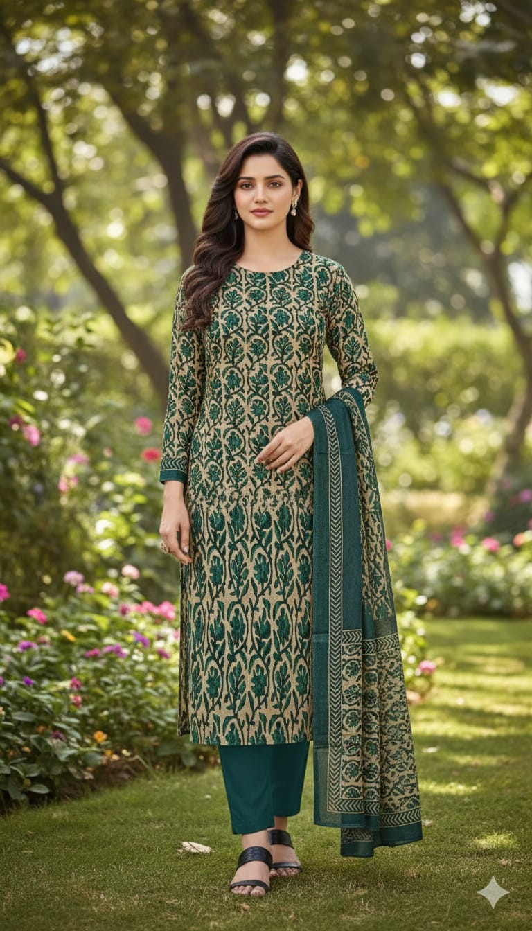 ১০০% সুতি জয়পুরি থ্রি পিচ