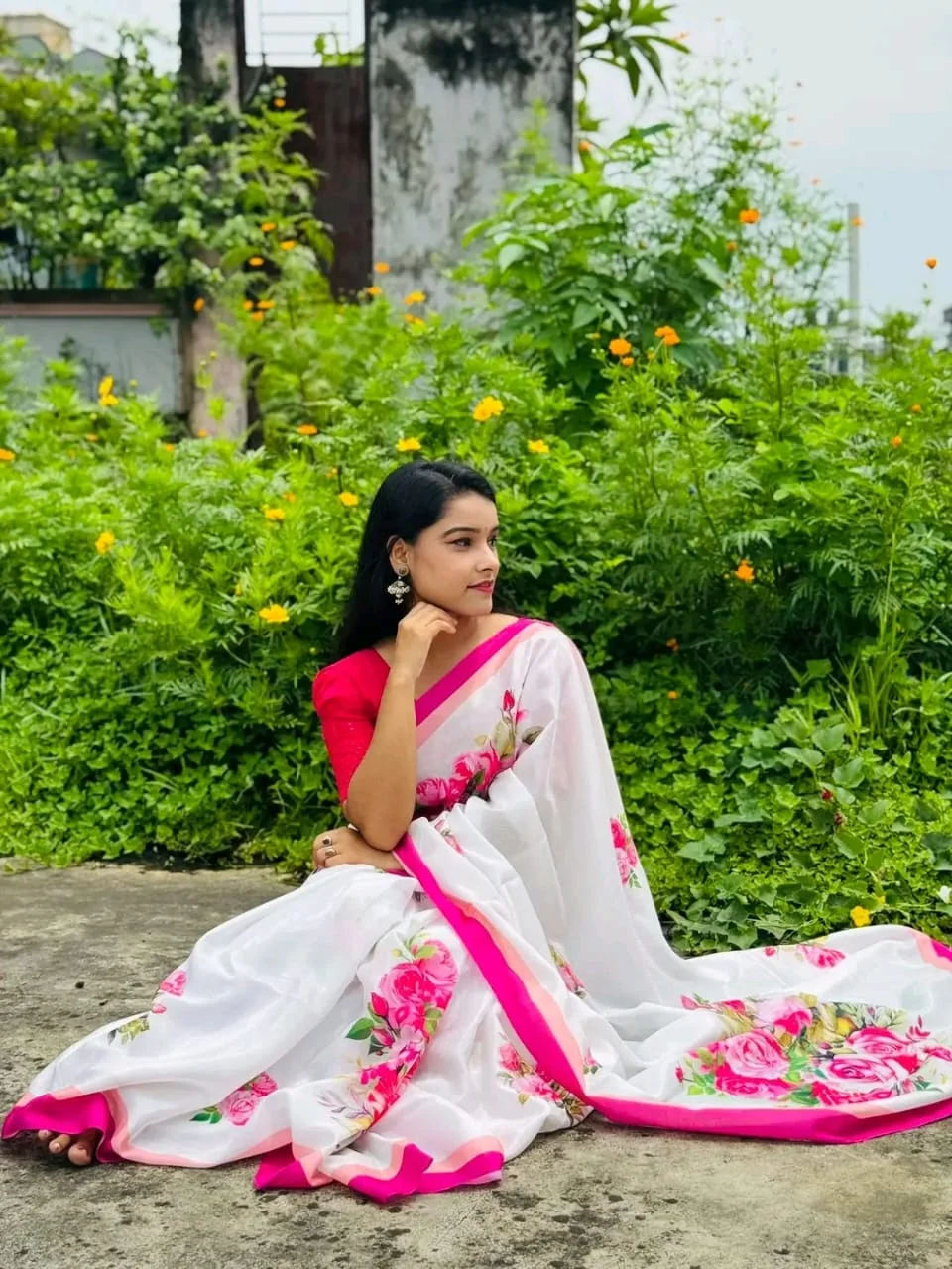 Digital Print sharee with blause pcs-22395