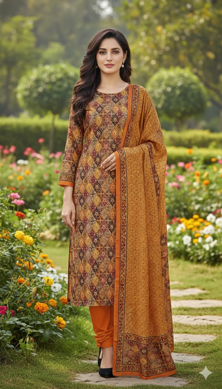 ১০০% সুতি জয়পুরি থ্রি পিচ