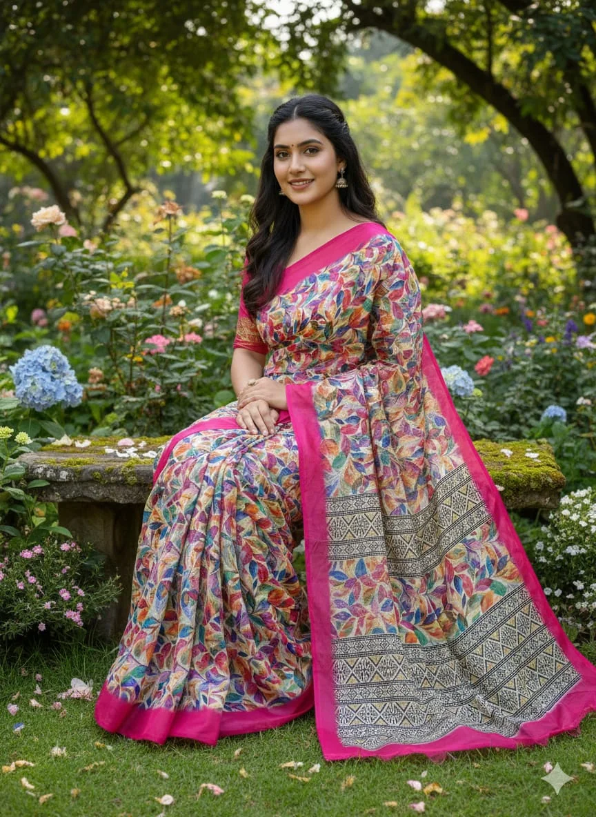 Chanderi silk sharee with blause pcs