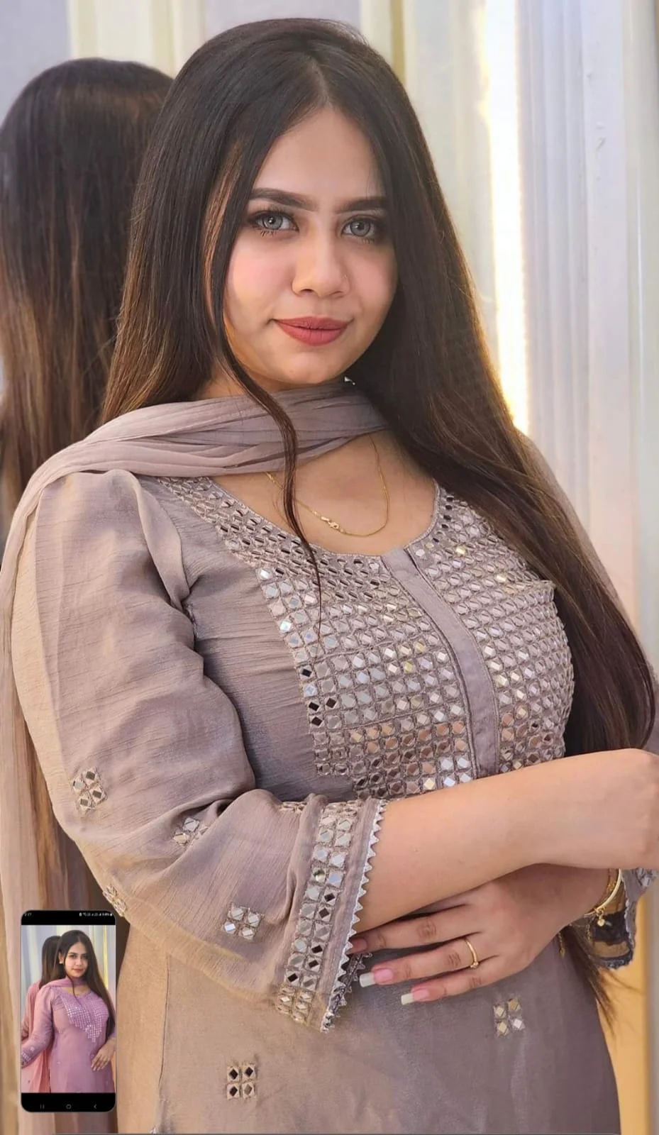 পাকিস্তানি ক্রেপ চিনুন থ্রি পিস-12357