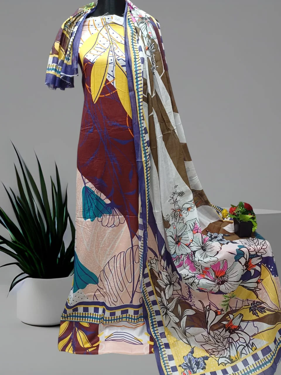 Digital Print Cotton Three Piece--20708