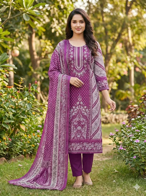 Bonoful Jaipuri Pure Cotton Three Piece BJ5004
