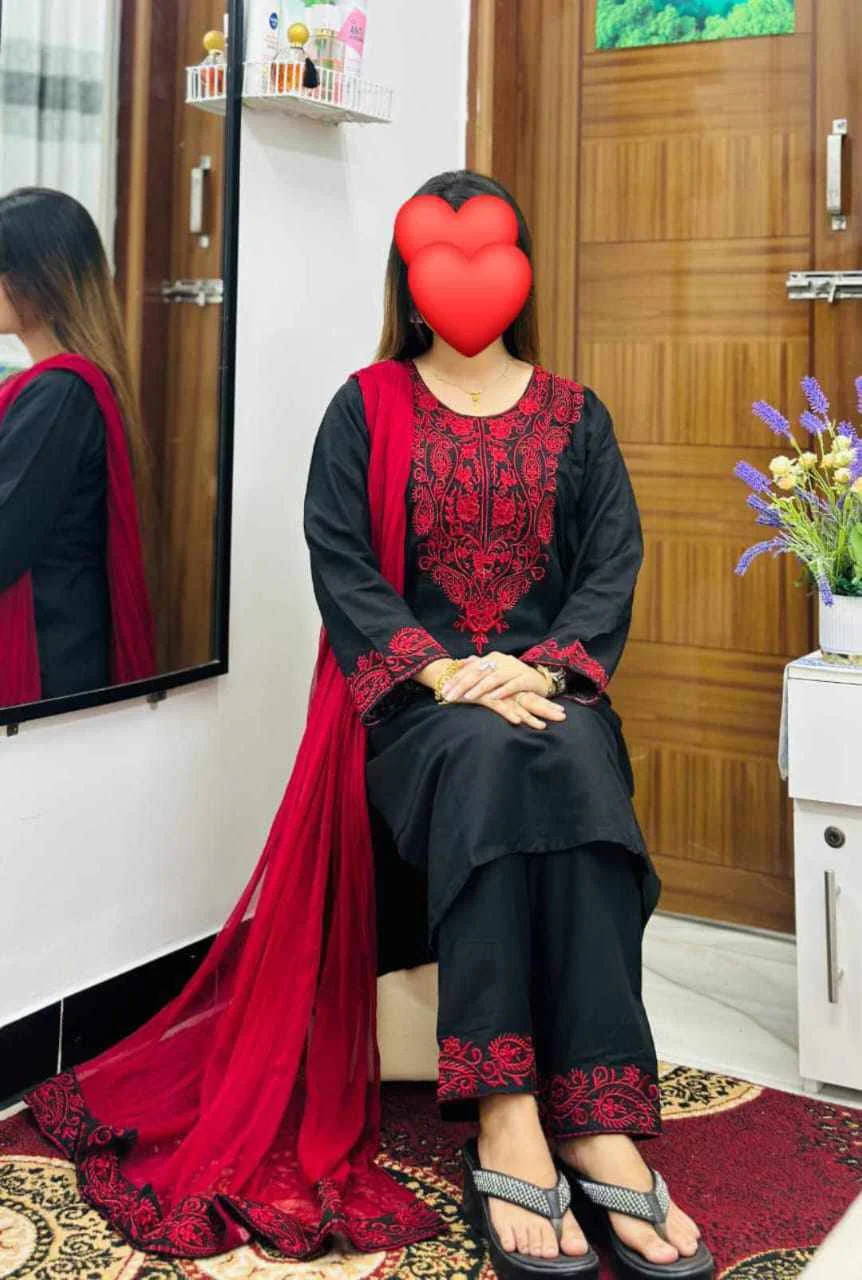 Sequence Embroidery Three Piece-26827