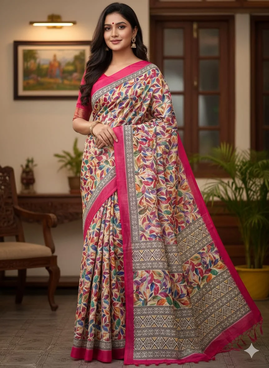 Chanderi silk sharee with blause pcs