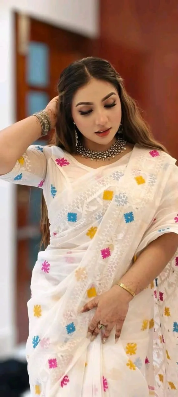 Half Silk Jamdani Print Saree-27164