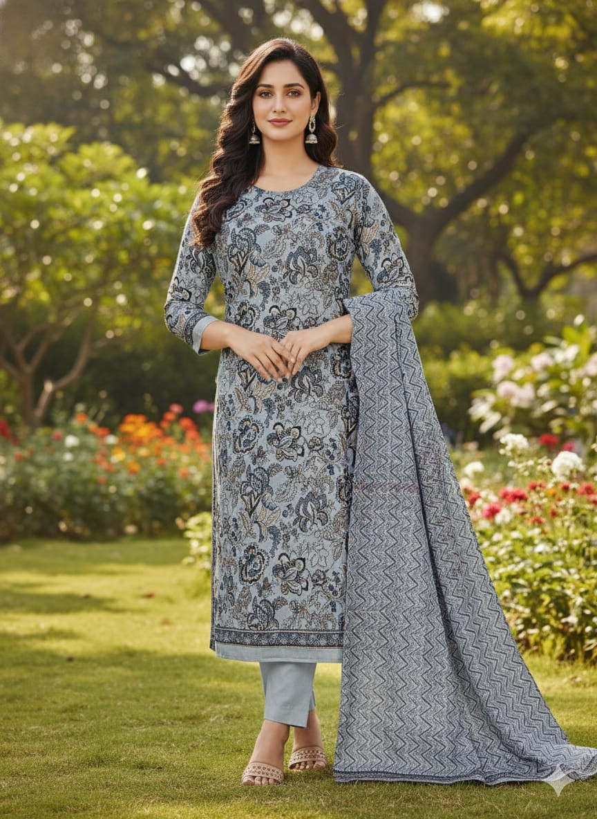 ১০০% সুতি জয়পুরি থ্রি পিচ