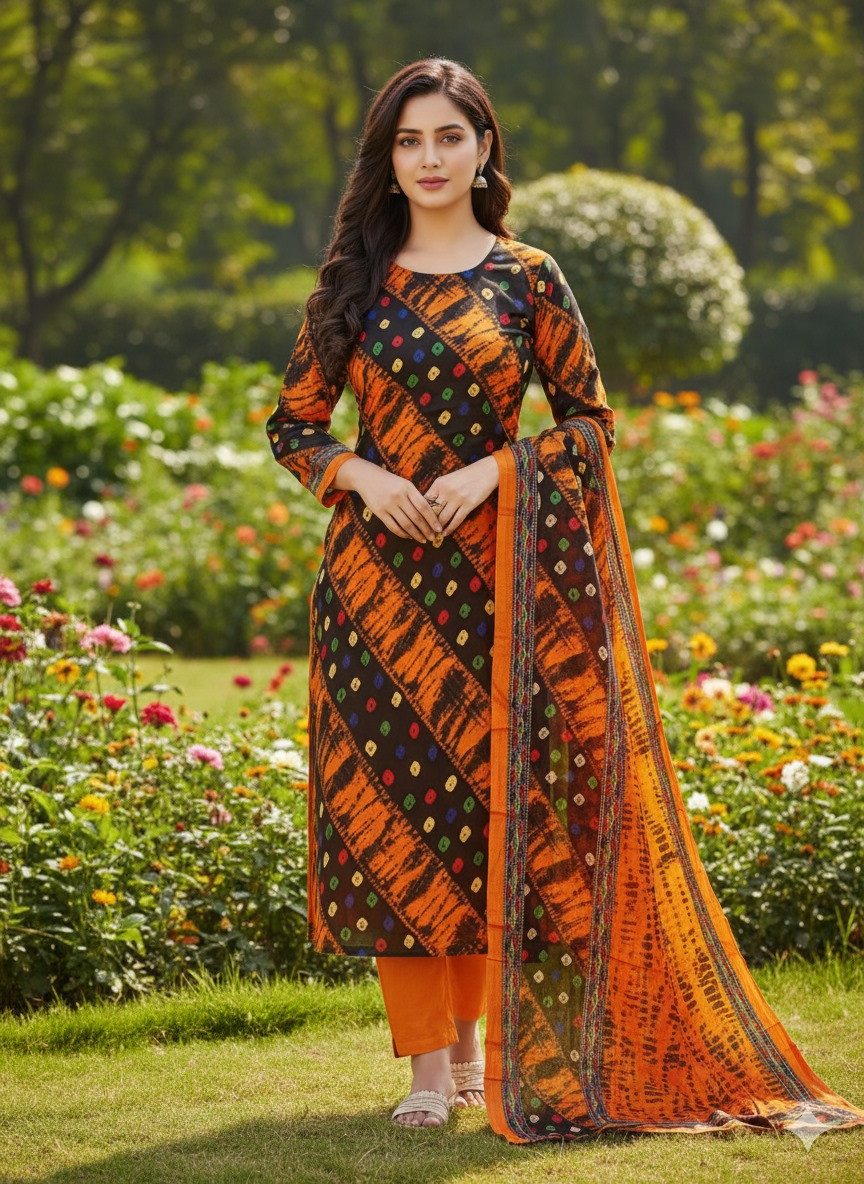 ১০০% সুতি জয়পুরি থ্রি পিচ