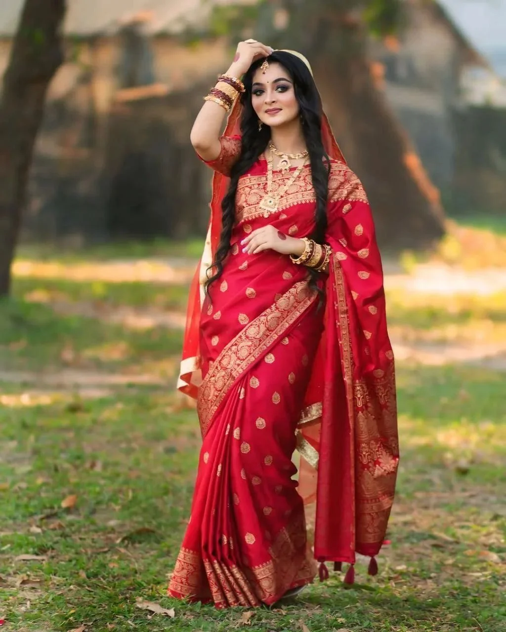 Japani Silk Skin Print Sharee with Blouse Piece-19244