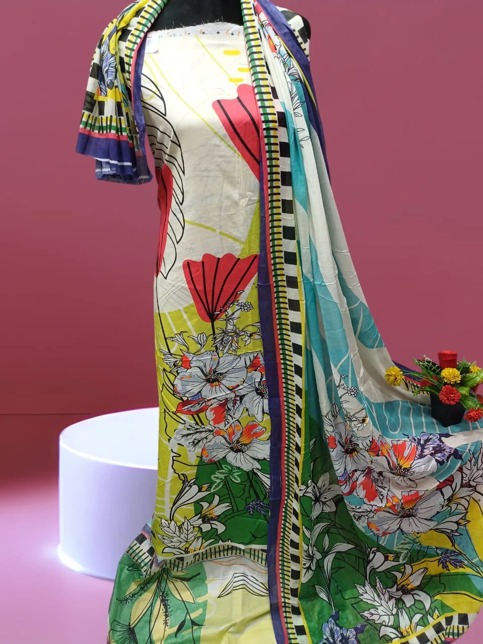 Digital Print Cotton Three Piece--20715