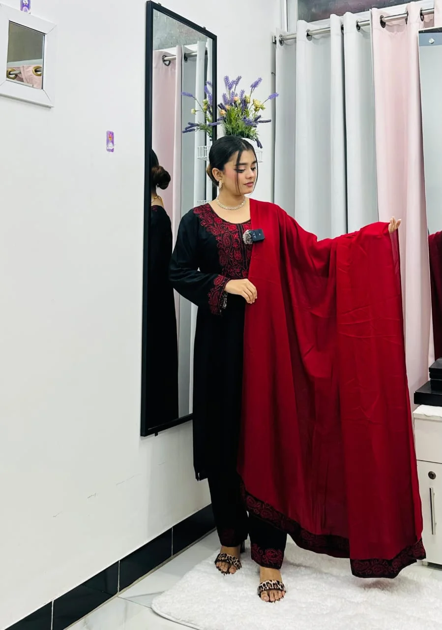 Sequence Embroidery Three Piece-26827