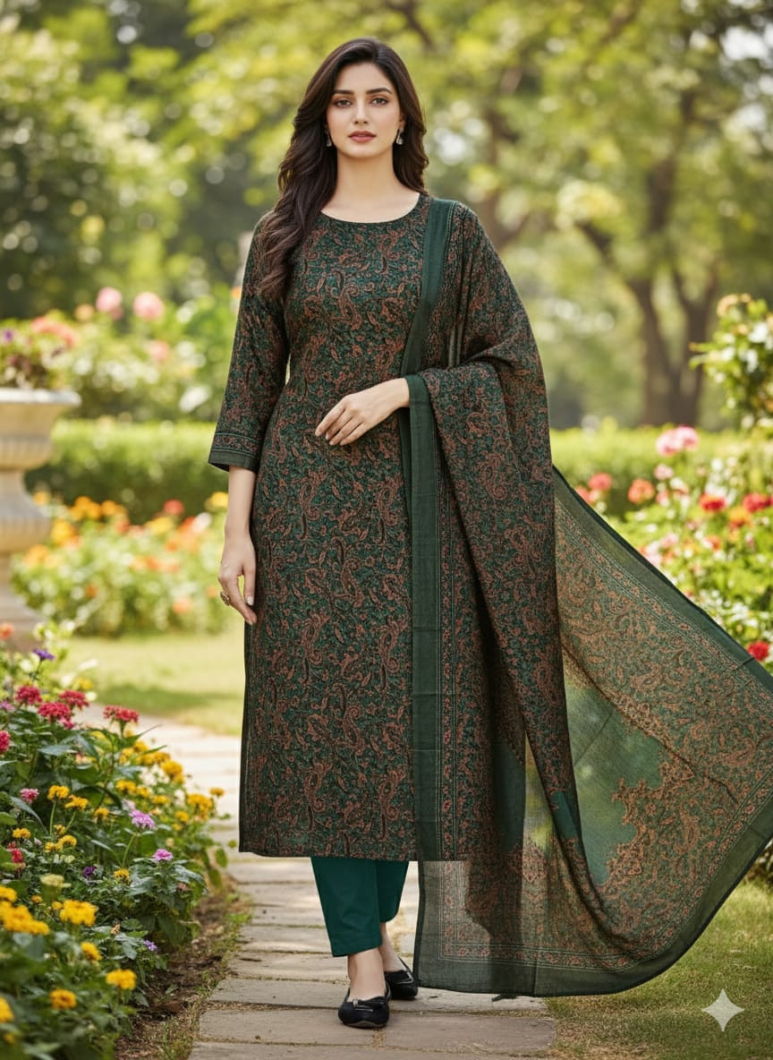 ১০০% সুতি জয়পুরি থ্রি পিচ