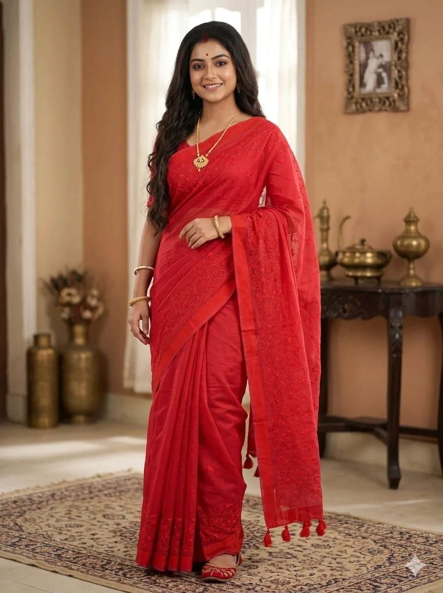 Embroidery Premium Half Silk Sharee-27971