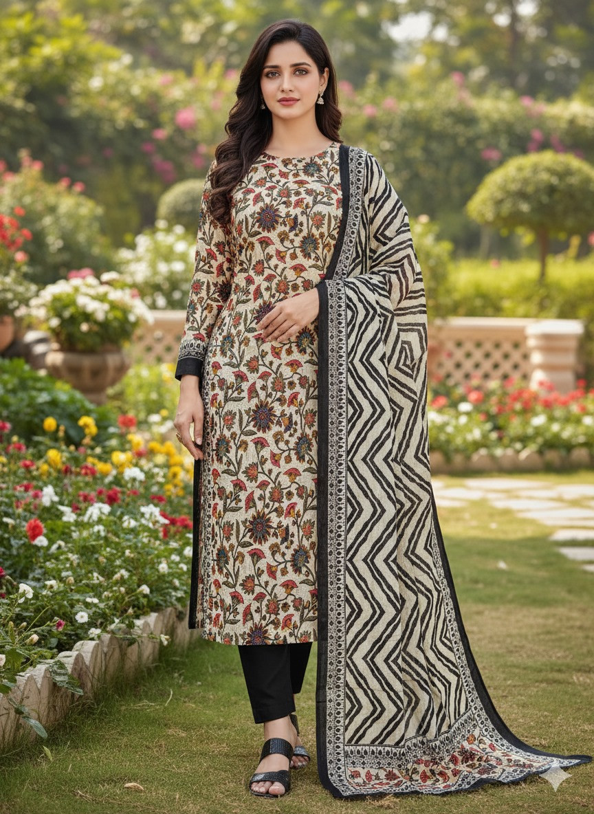 ১০০% সুতি জয়পুরি থ্রি পিচ