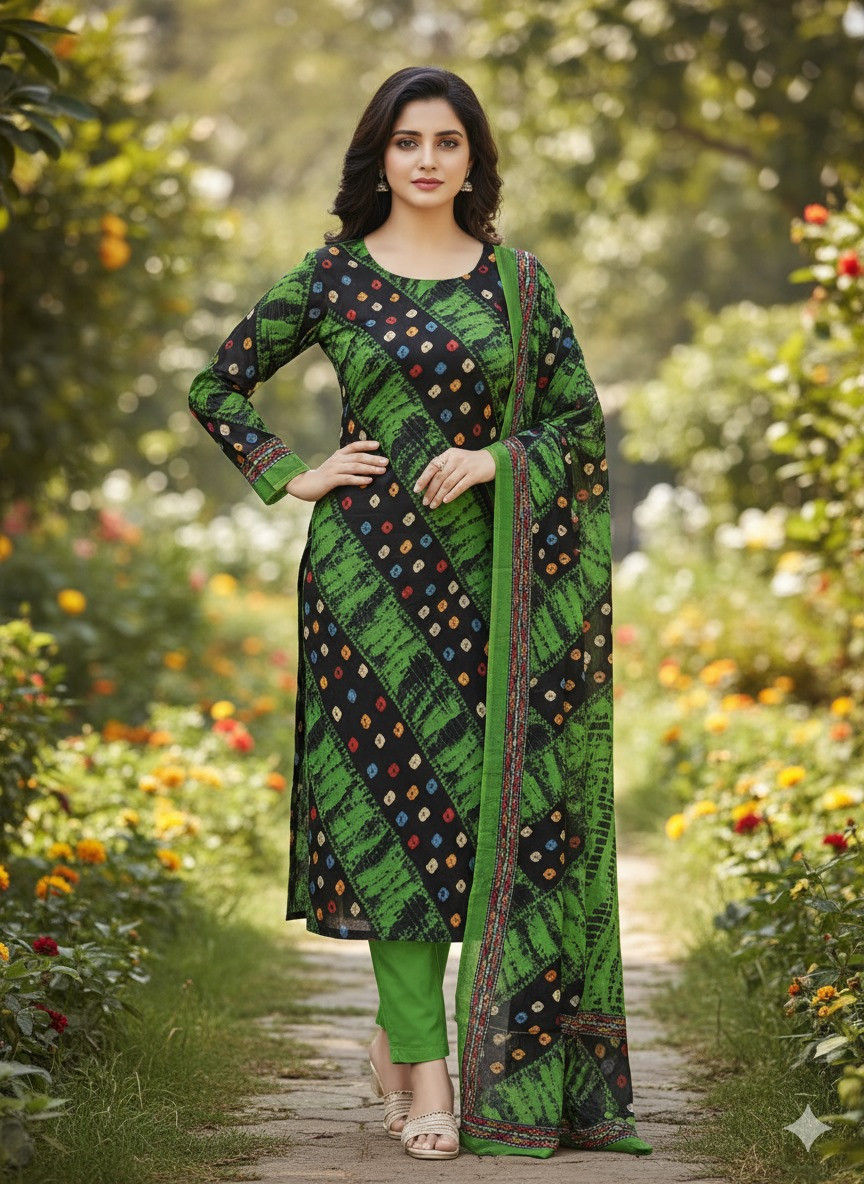 ১০০% সুতি জয়পুরি থ্রি পিচ