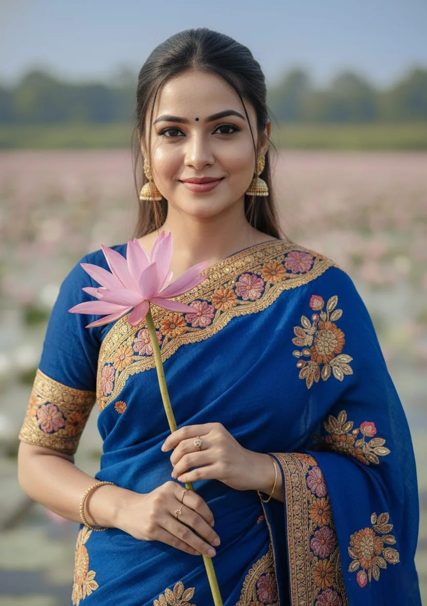 Premium Embroidery Semi Moslin Sharee-27648