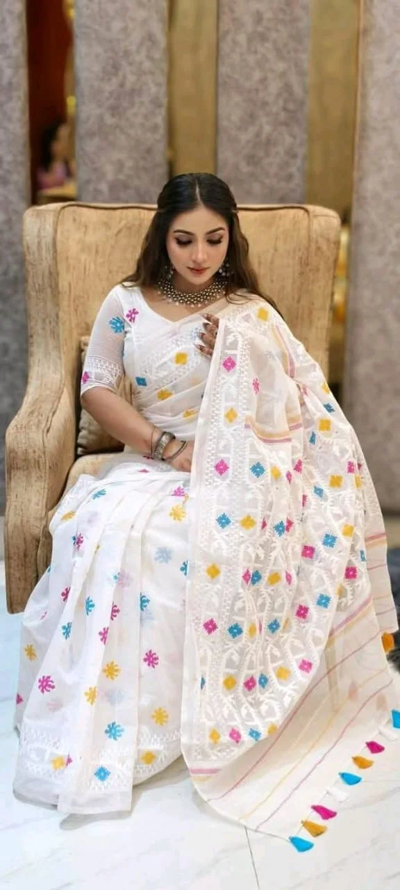 Half Silk Jamdani Print Saree-27164