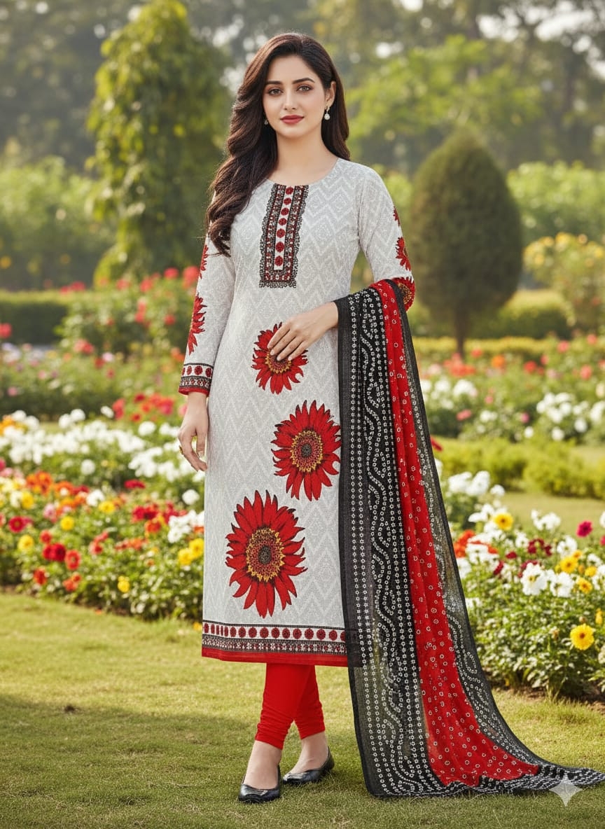 ১০০% সুতি জয়পুরি থ্রি পিচ