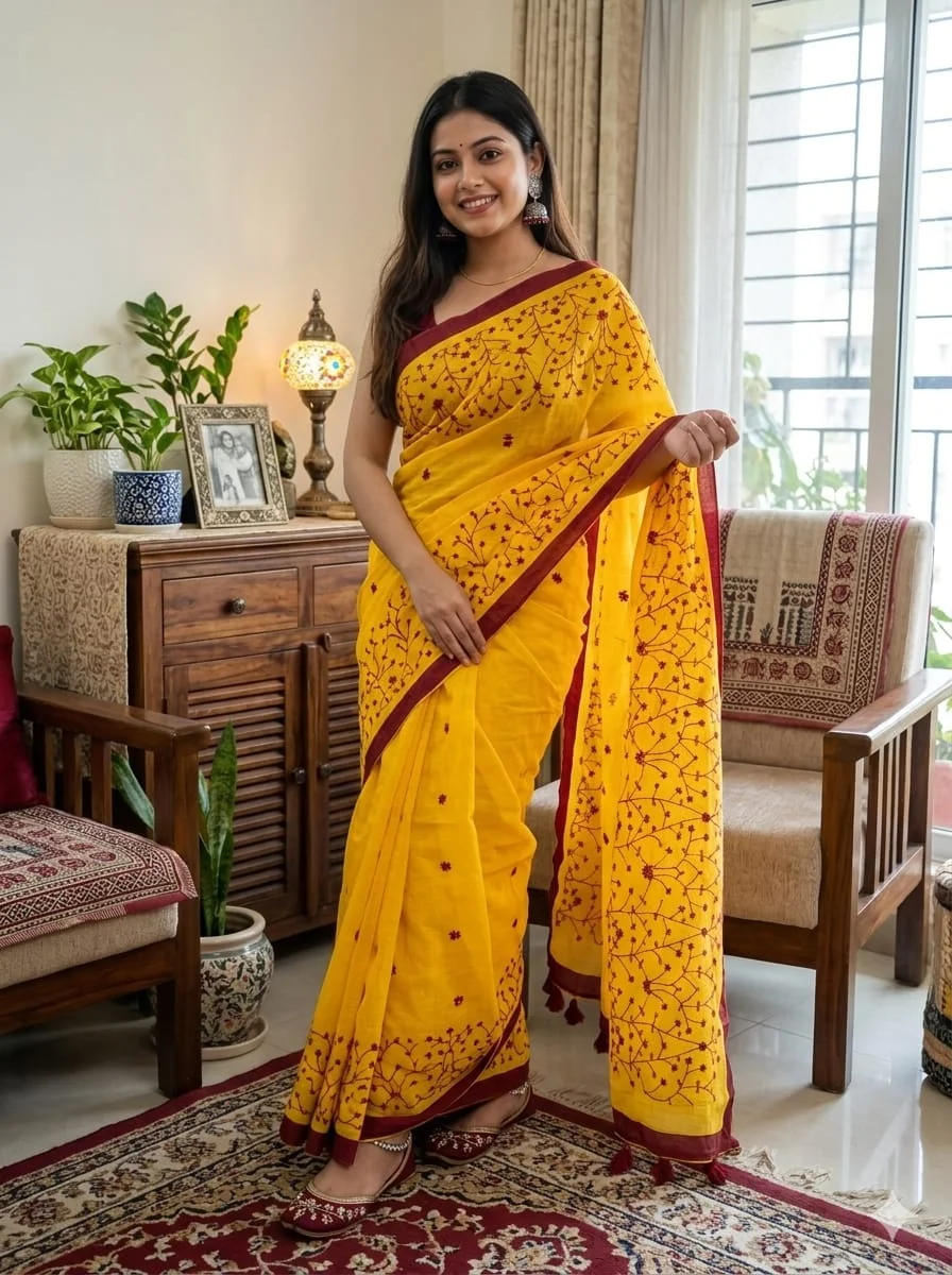 Embroidery Premium Half Silk Sharee-27969