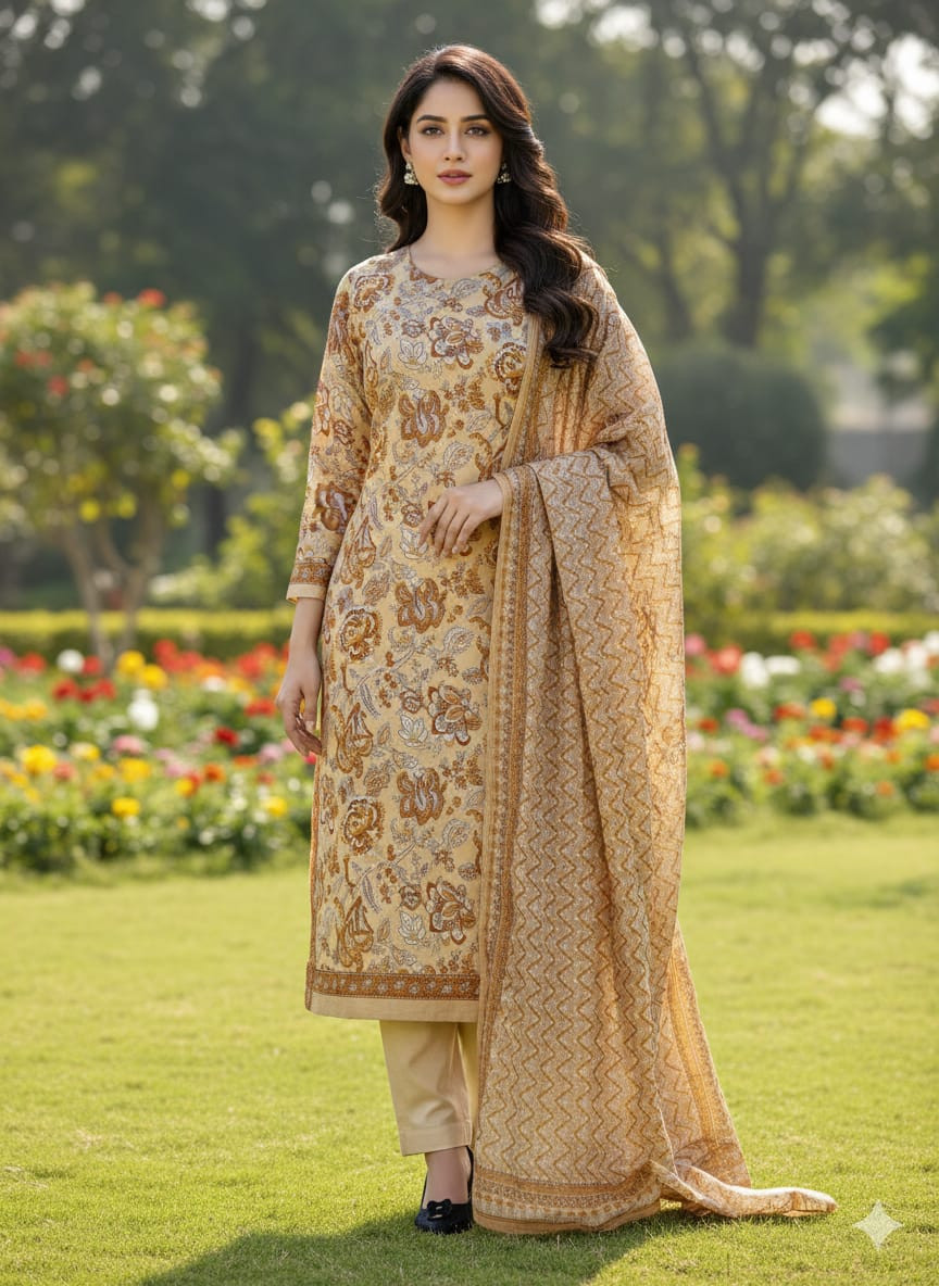 ১০০% সুতি জয়পুরি থ্রি পিচ