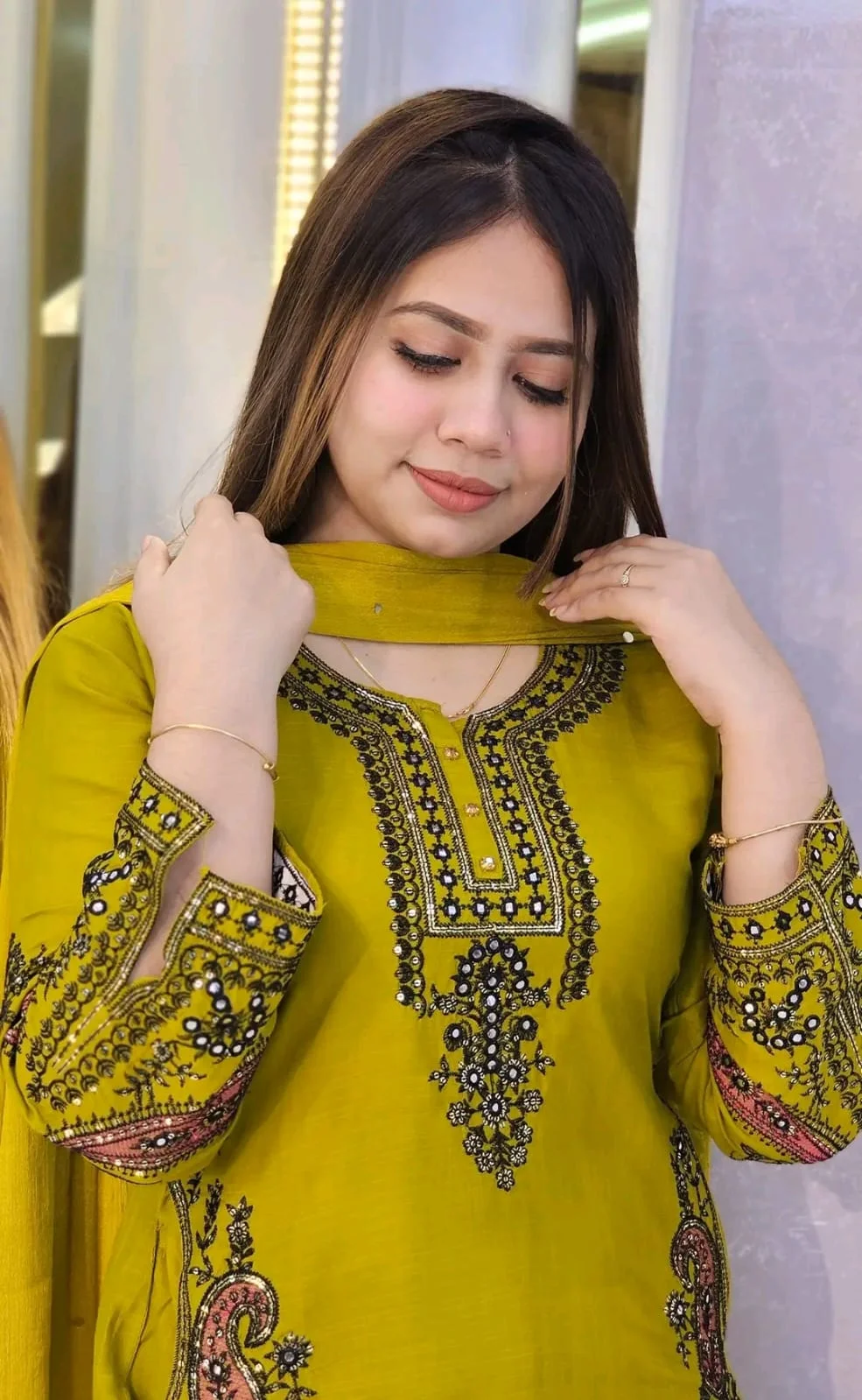 Sequence Embroidery Three Piece-17397