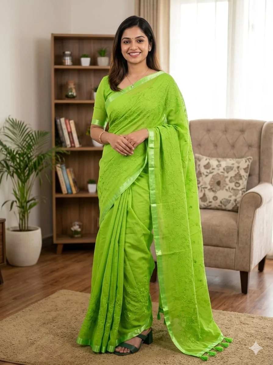 Embroidery Premium Half Silk Sharee-27970