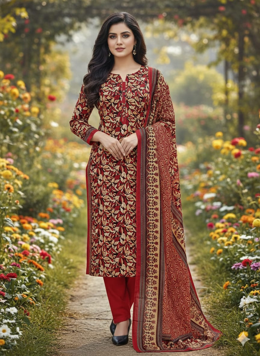 ১০০% সুতি জয়পুরি থ্রি পিচ