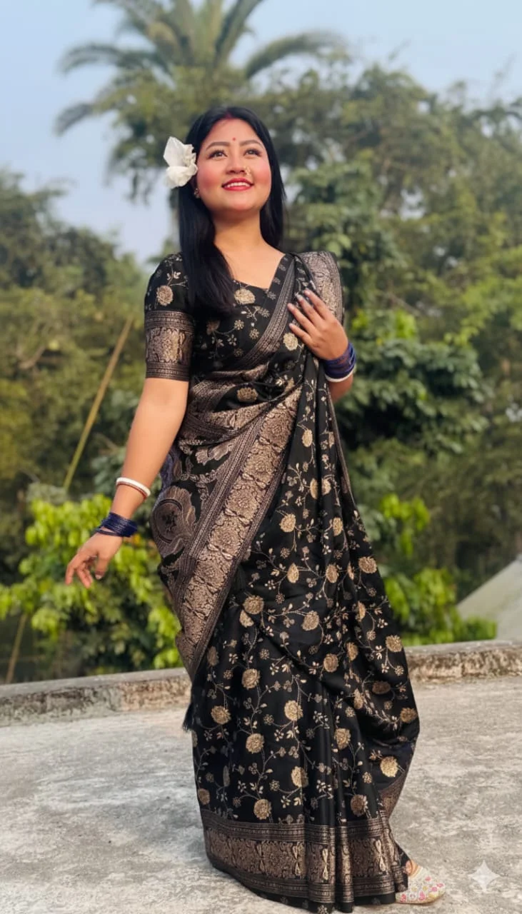 Japani Silk Skin Print Sharee with Blouse Piece-27349