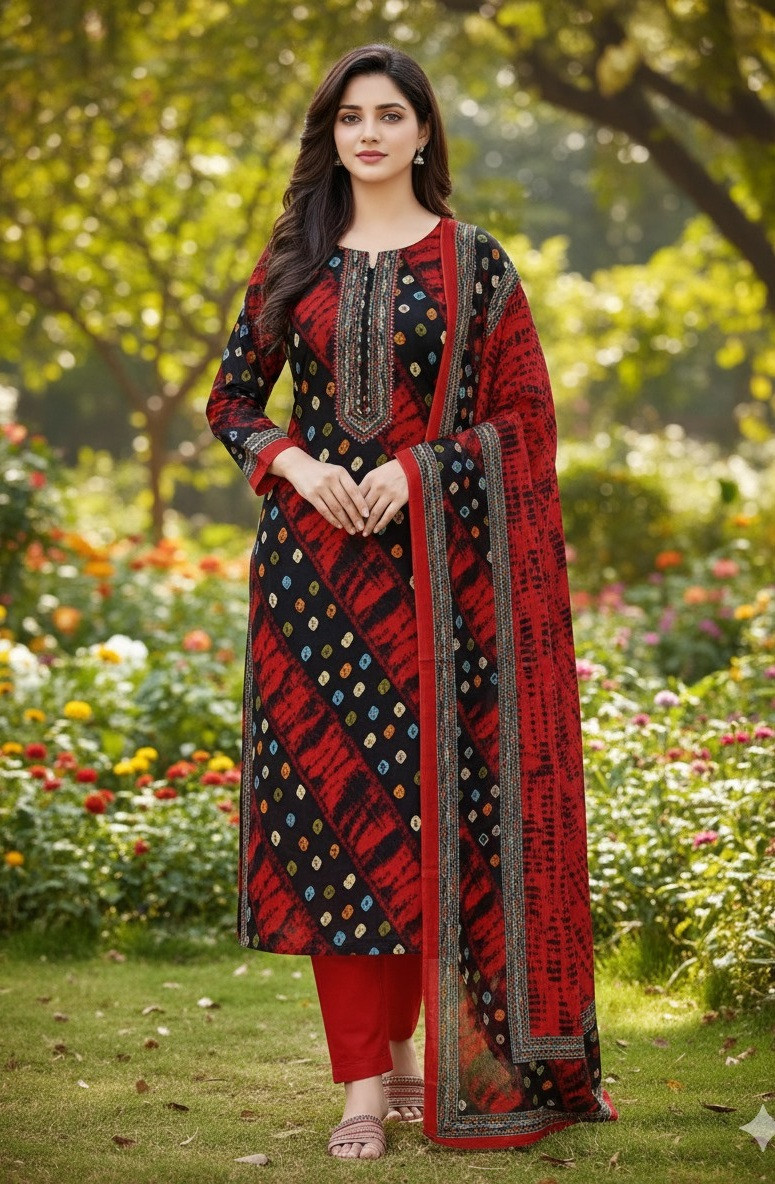 ১০০% সুতি জয়পুরি থ্রি পিচ