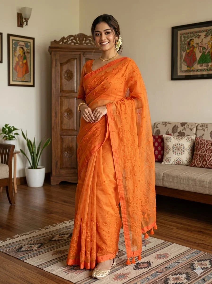 Embroidery Premium Half Silk Sharee-27973